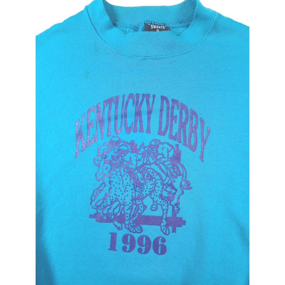 VTG 1996 Kentucky Derby Platinum Sweats Teal‎ Blue Sweatshirt XL Mens Crew Neck